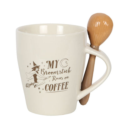 Gothic Gifts My Broomstick Runs On Coffee Mug and Spoon Set - Kate's Clothing