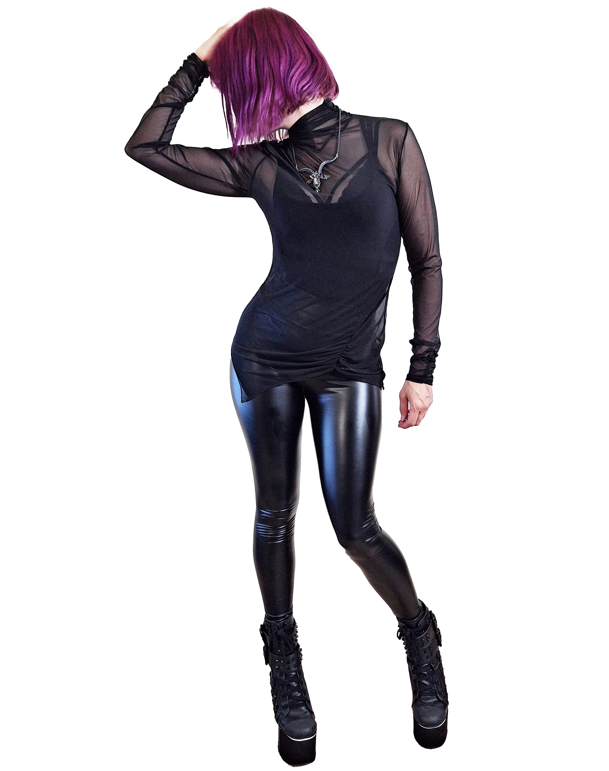 Necessary Evil Minerva Mesh Long Sleeve Top - Kate's Clothing