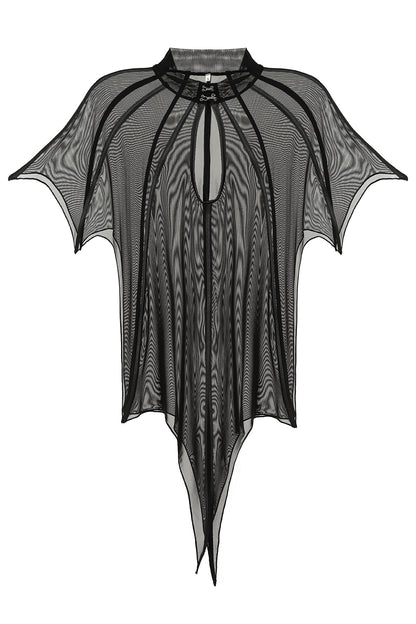 Necessary Evil Leutogi Mesh Bat Wing Effect Cape Top - Kate's Clothing