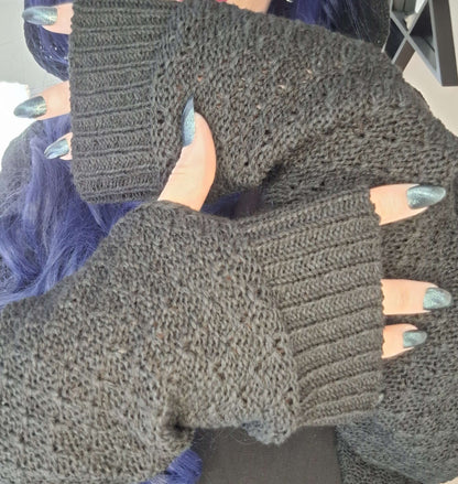 Necessary Evil Athena cardigan cuff detail - soft knit fabric close-up UK made quality