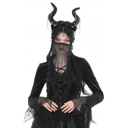 Dark In Love Naida Horned Headband with Face Mask - Kate's Clothing