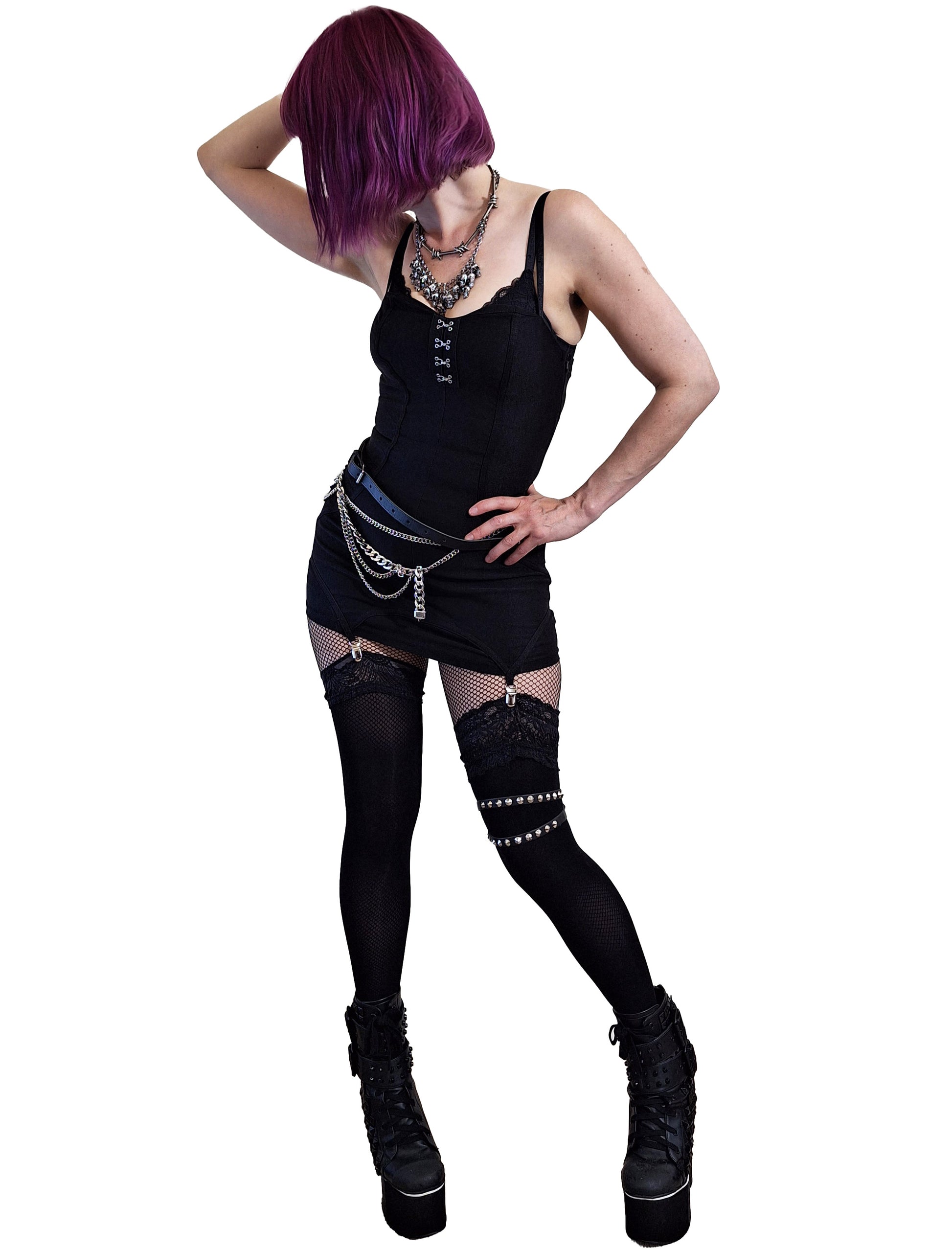 Necessary Evil Iris Mini Suspender Dress - Kate's Clothing