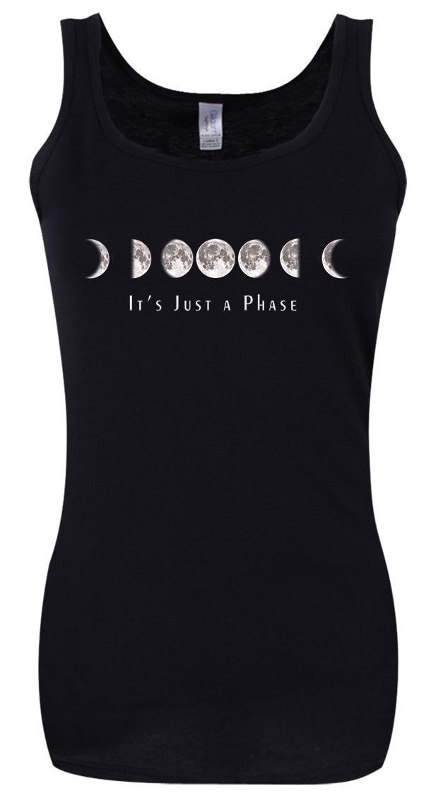 Black Vest top with Just a Phase print by Necessary Evil