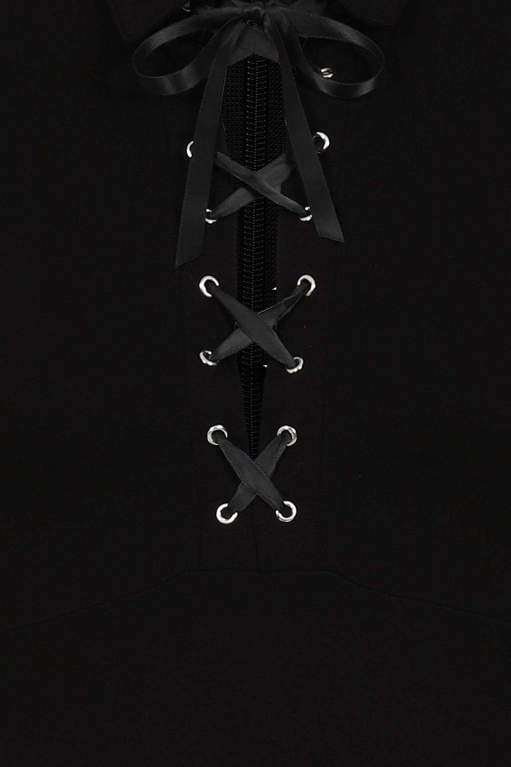 Necessary Evil Kali closeup - gothic handkerchief hem midi length long sleeve black