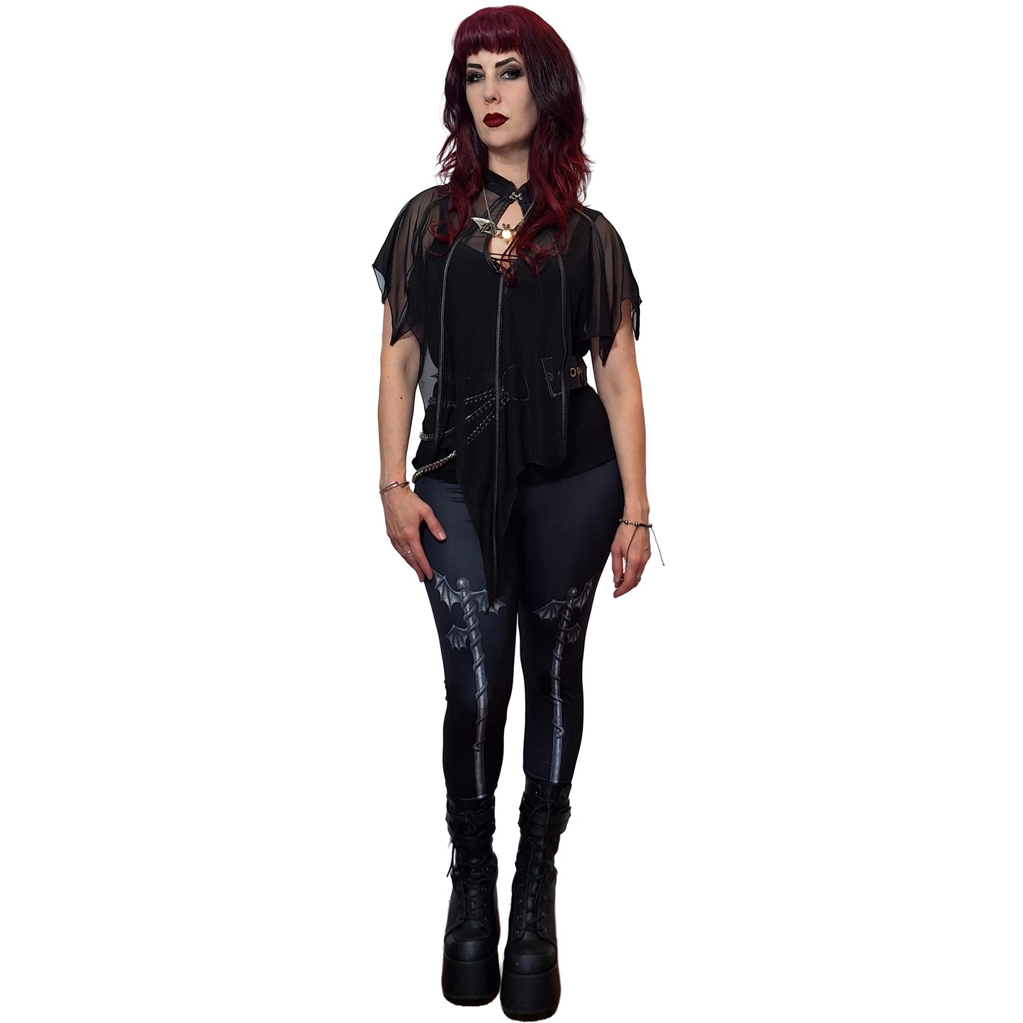 Necessary Evil Leutogi Mesh Bat Wing Effect Poncho Top