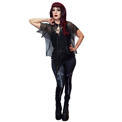 Necessary Evil Leutogi Mesh Bat Wing Effect Poncho Top