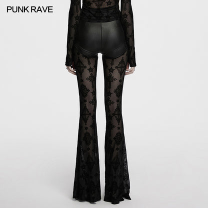 Punk Rave Seraphina Cross Flocking Flare Pants