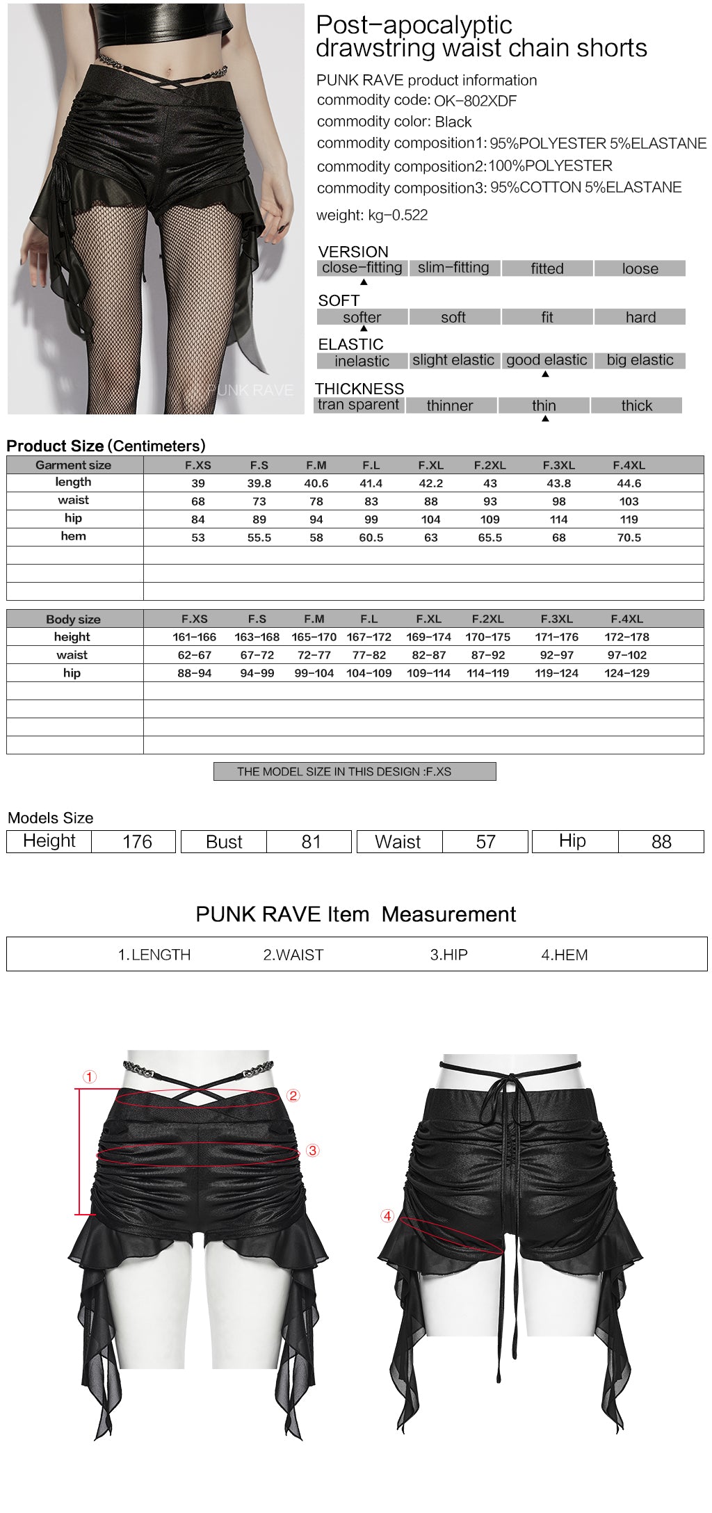Punk Rave Vespera Chain Shorts