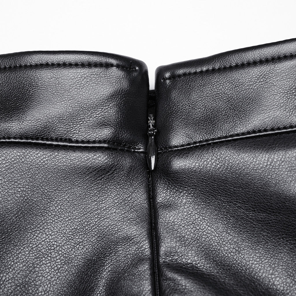 Punk Rave Imogen Faux Leather Midi Split skirt - Kate's Clothing