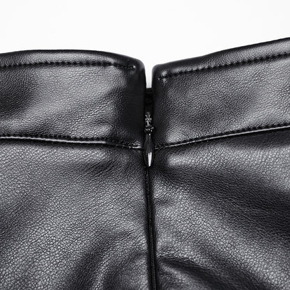 Punk Rave Imogen Faux Leather Midi Split skirt - Kate's Clothing