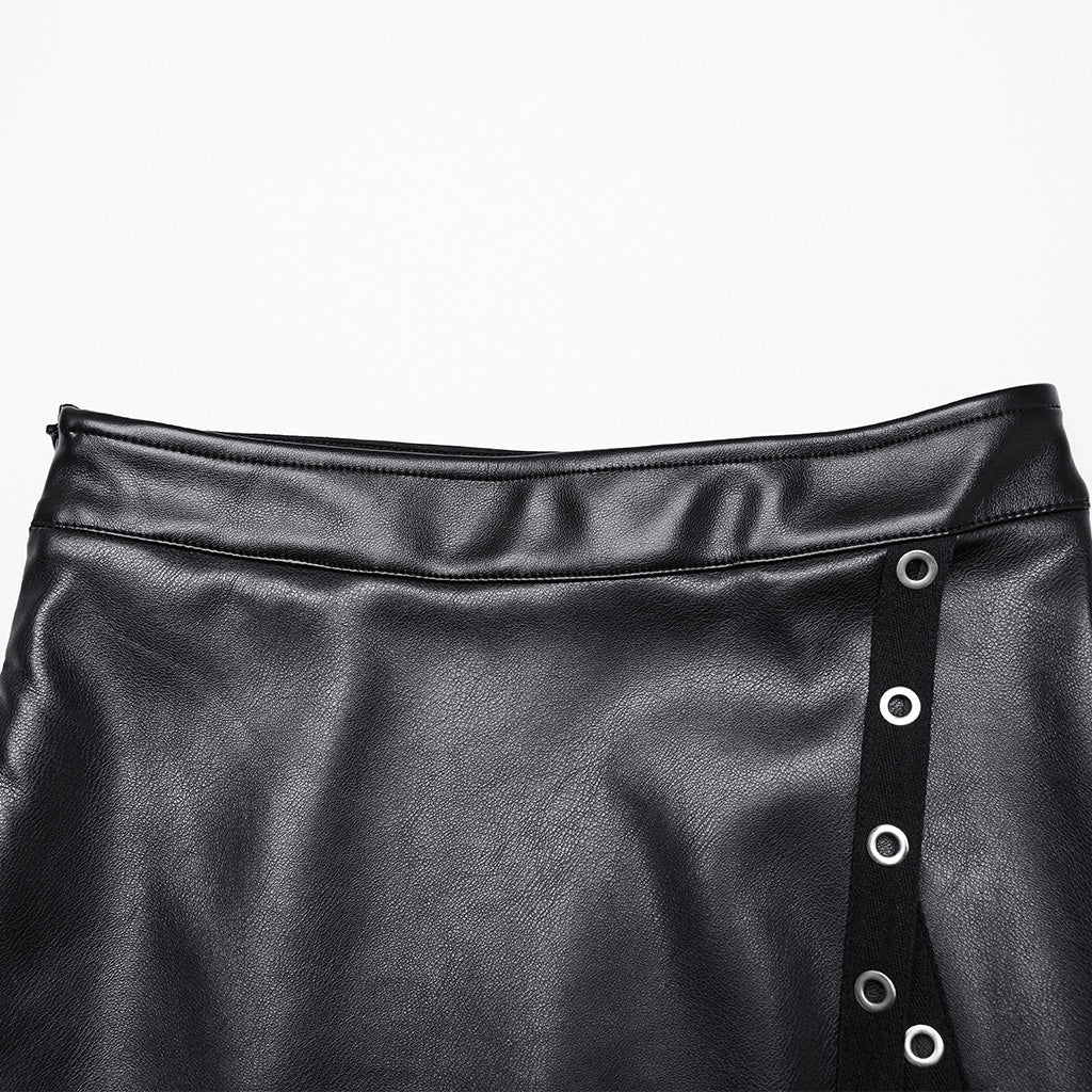 Punk Rave Imogen Faux Leather Midi Split skirt - Kate's Clothing