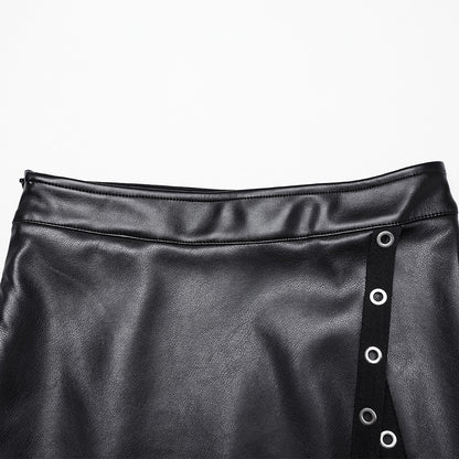 Punk Rave Imogen Faux Leather Midi Split skirt - Kate's Clothing