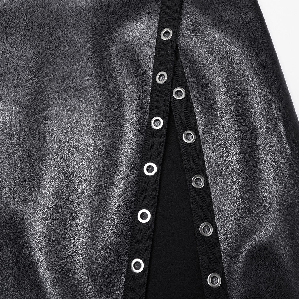 Punk Rave Imogen Faux Leather Midi Split skirt - Kate's Clothing