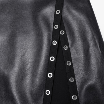 Punk Rave Imogen Faux Leather Midi Split skirt - Kate's Clothing