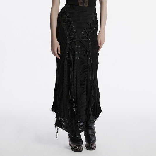 Punk Rave Anastasia Gothalyptic Knitted Fishtail Skirt with Lace Up Features