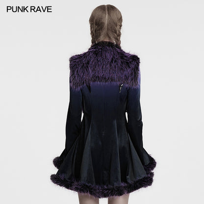 Punk Rave Lilith Gradient Devil Fur Shawl  In Violet