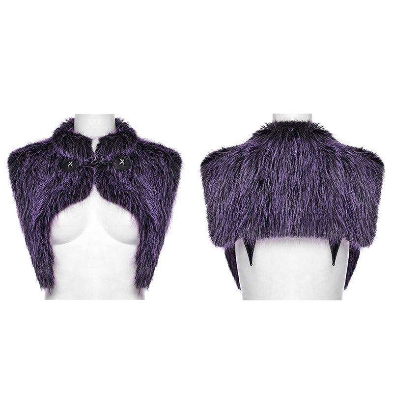 Punk Rave Lilith Gradient Devil Fur Shawl  In Violet