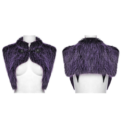 Punk Rave Lilith Gradient Devil Fur Shawl  In Violet