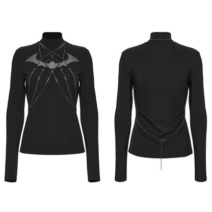 Punk Rave Morrigan Bat Chain Goth Top In Black