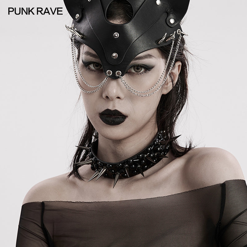Punk Rave Odysseus Black Spiked Choker - Kate's Clothing