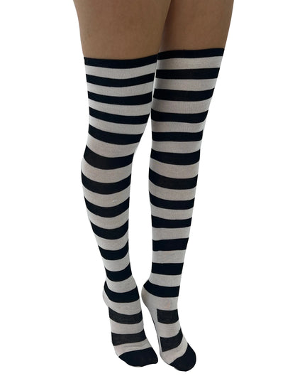 Pamela Mann Over The knee Stripped Socks With Paw Prints - Kate's Clothing