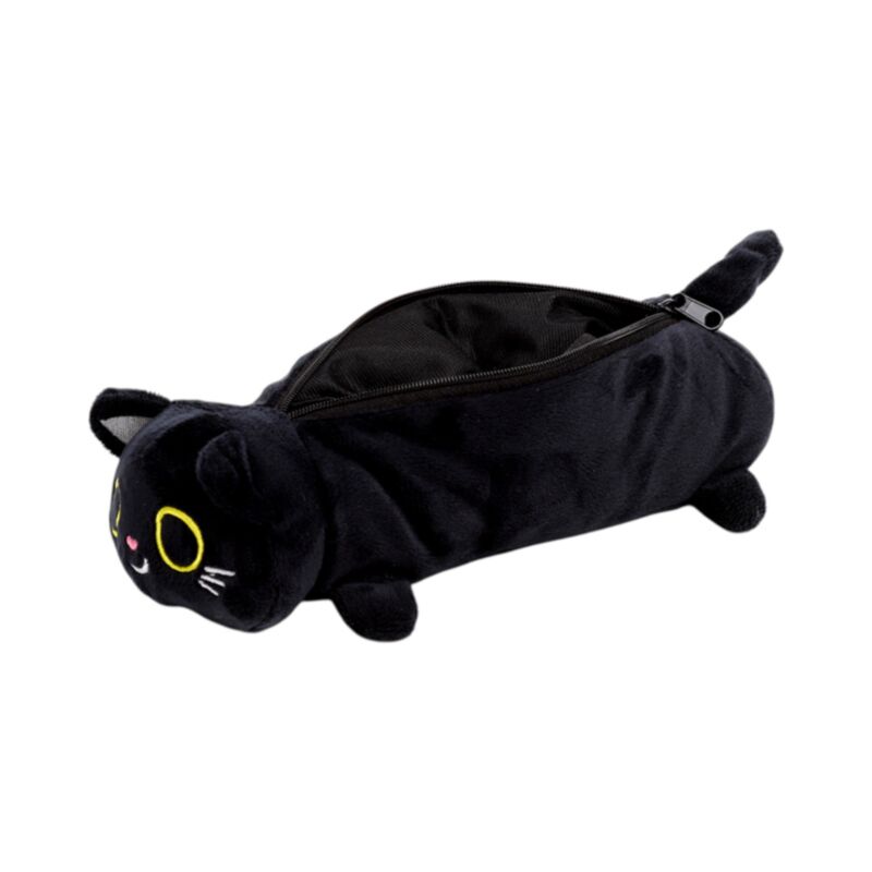 Gothic Gifts Lucky the Black Cat Plush Pencil Case