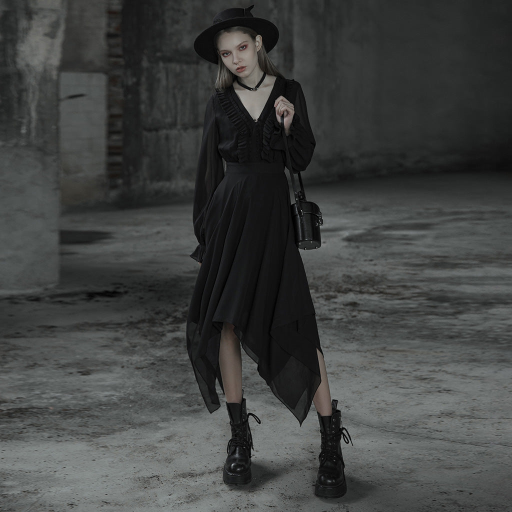 Punk Rave Angelina Chiffon Long Sleeve Handkerchief Dress Punk Rave Angelina Chiffon Long Sleeve Handkerchief Dress