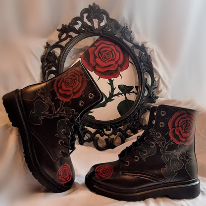 Rose Painting Vegan Combat Boots | ANTIBrand
