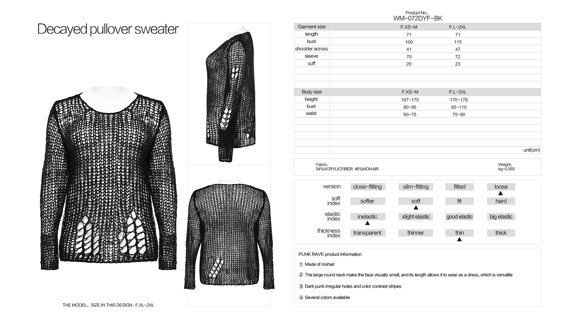 Punk Rave Cosima Knit Sweater - Black - Kate's Clothing