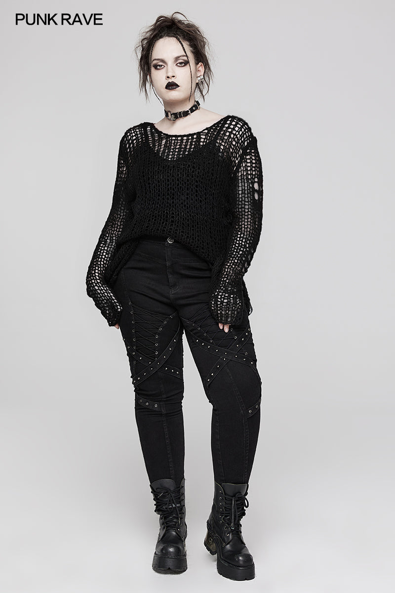 Punk Rave Cosima Knit Sweater - Black - Kate's Clothing