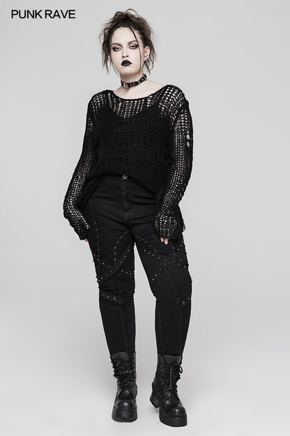 Punk Rave Cosima Knit Sweater - Black - Kate's Clothing