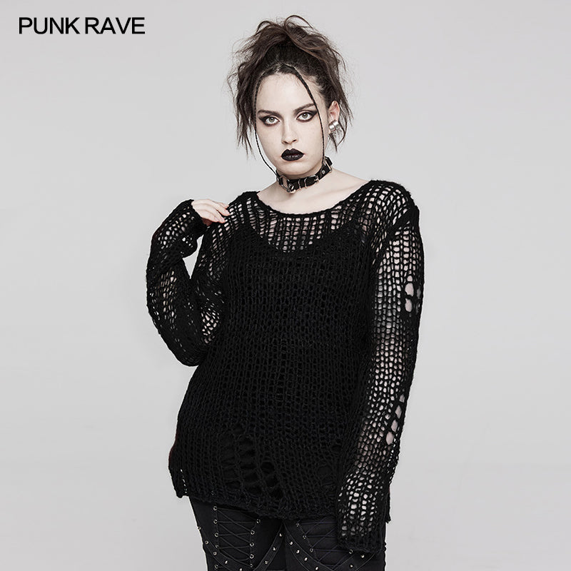 Punk Rave Cosima Knit Sweater - Black - Kate's Clothing