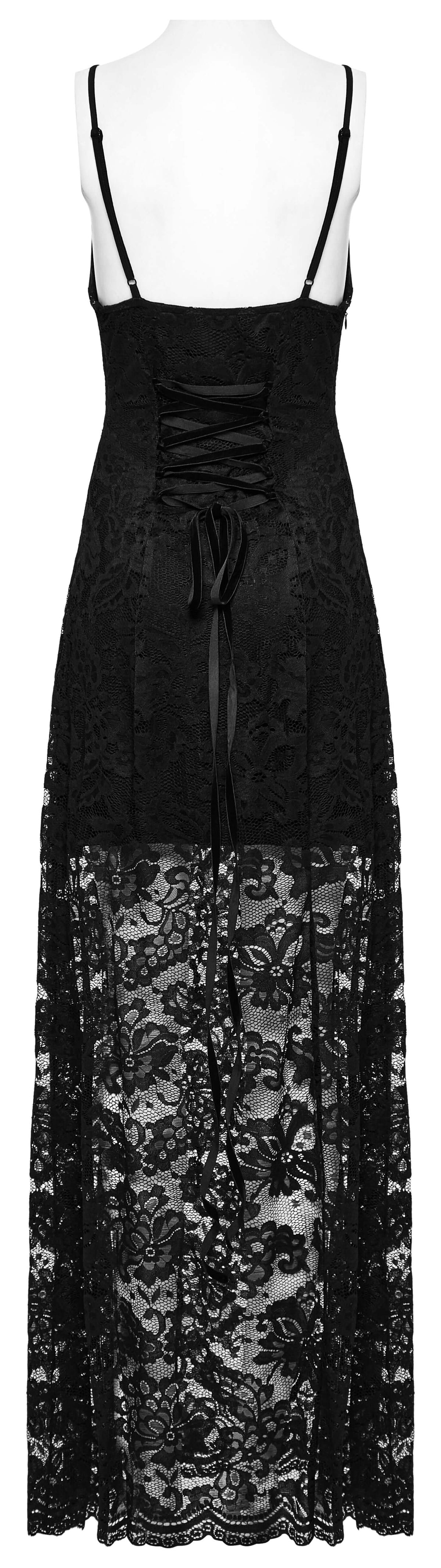 Punk Rave Aviva Gothic Lace Dress back view on a model - Kate's Clothing
