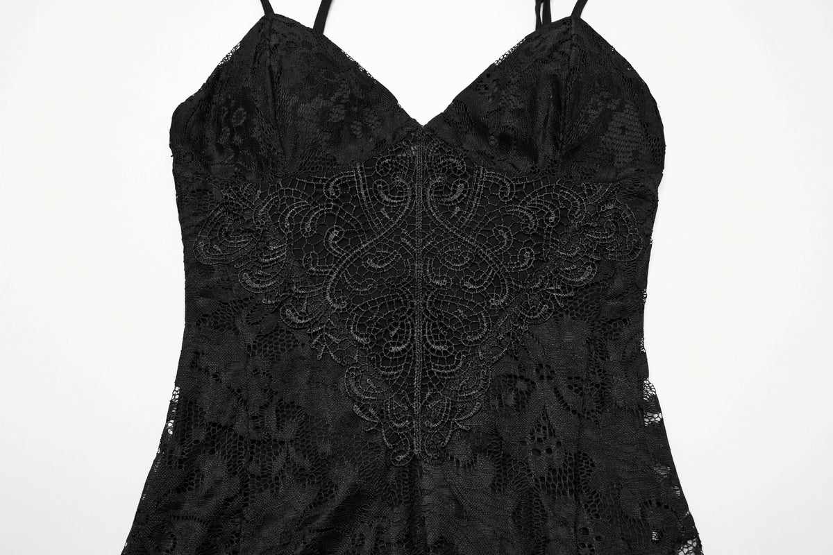 Punk Rave Aviva Gothic Lace Dress close-up - Kate's Clothing