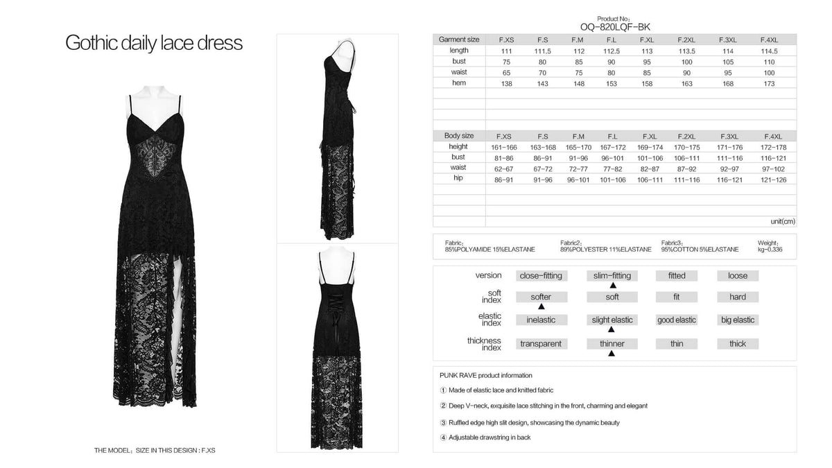 Punk Rave Aviva Lace Dress size guide - Kate's Clothing