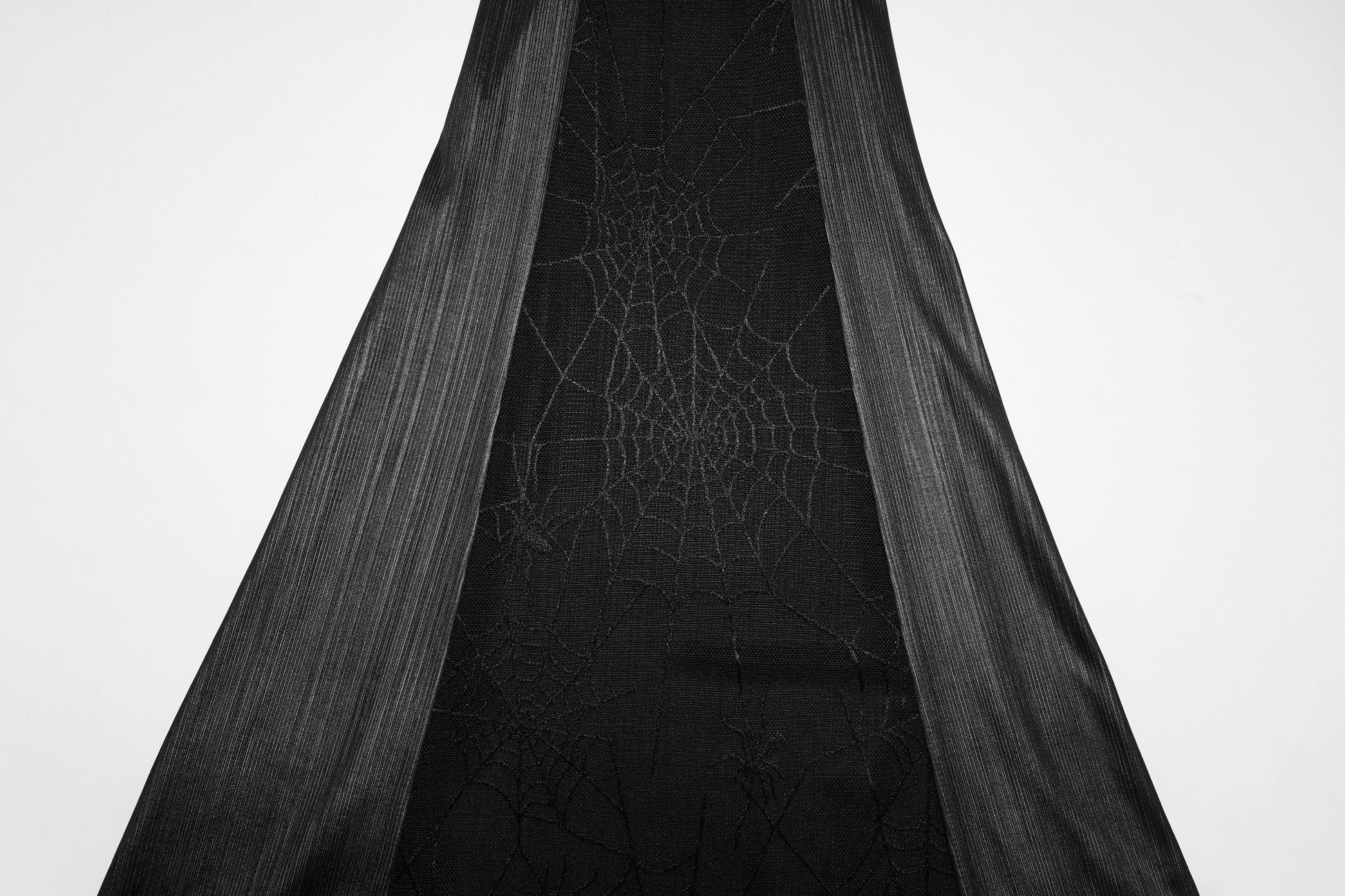 Punk Rave Bellatrix Goth Leggings Flares - Spiderweb Panel Alt Flared Trousers closeup of spiderweb panels on legs