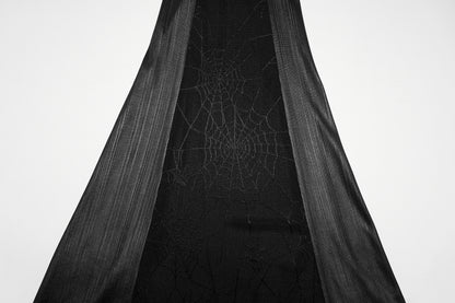 Punk Rave Bellatrix Goth Leggings Flares - Spiderweb Panel Alt Flared Trousers closeup of spiderweb panels on legs