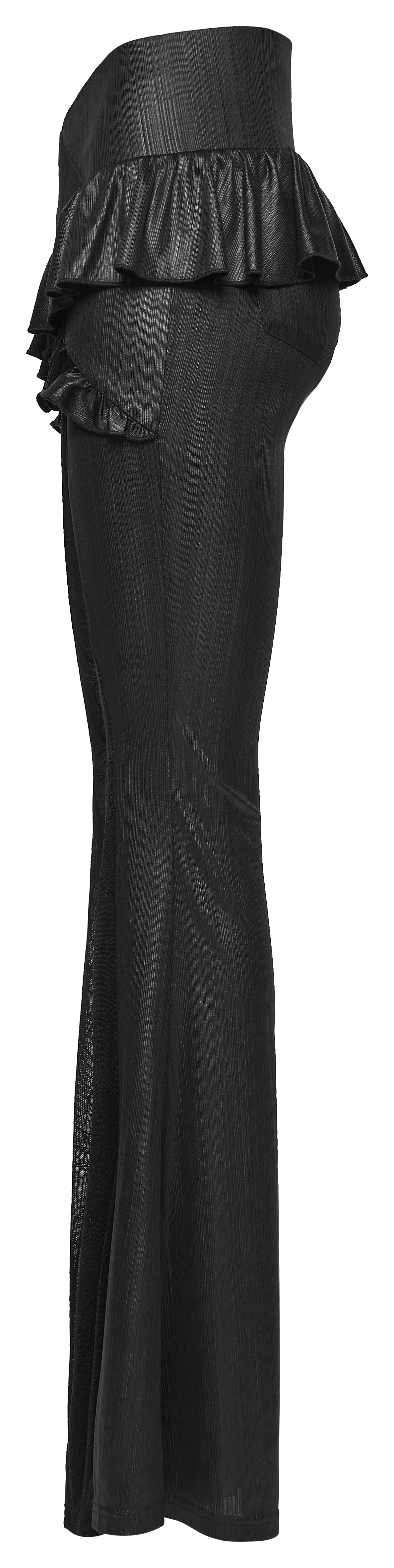 Punk Rave Bellatrix Goth Leggings Flares - Spiderweb Panel Alt Flared Trousers Side View