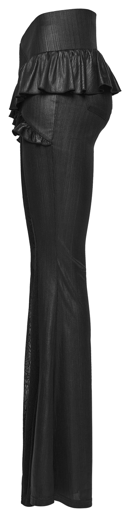 Punk Rave Bellatrix Goth Leggings Flares - Spiderweb Panel Alt Flared Trousers Side View