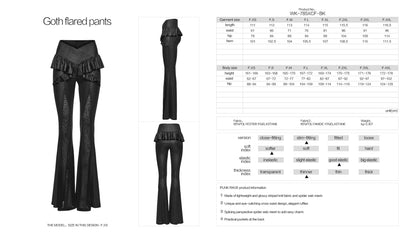 Punk Rave Bellatrix Goth Leggings Flares - Spiderweb Panel Alt Flared Trousers Size Chart