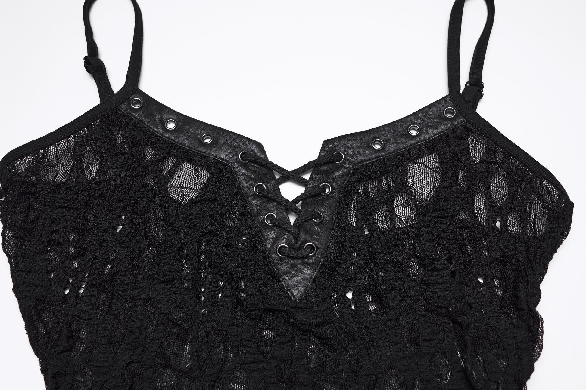 Punk Rave Elara Openwork Lace Camisole Lace up Closeup