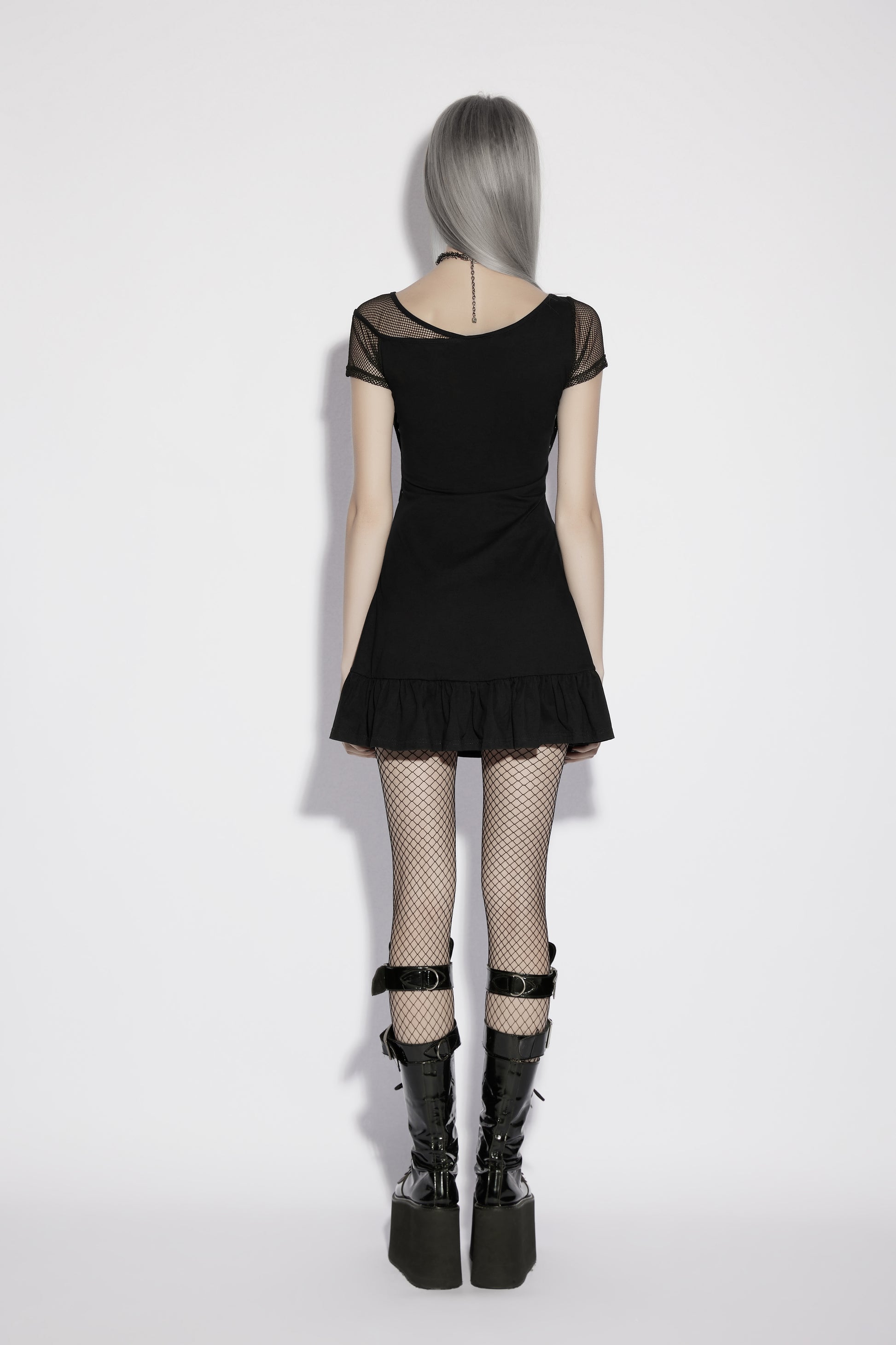 Punk Rave alternative fashion mini dress with cross design