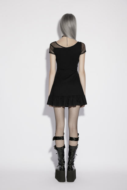 Punk Rave alternative fashion mini dress with cross design