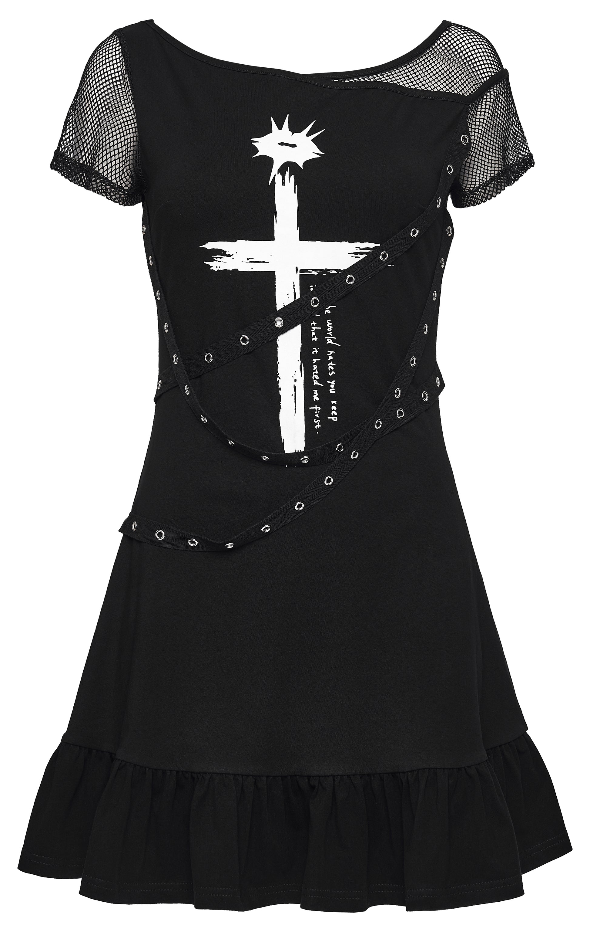 Punk Rave punk daily dress with white cross and script