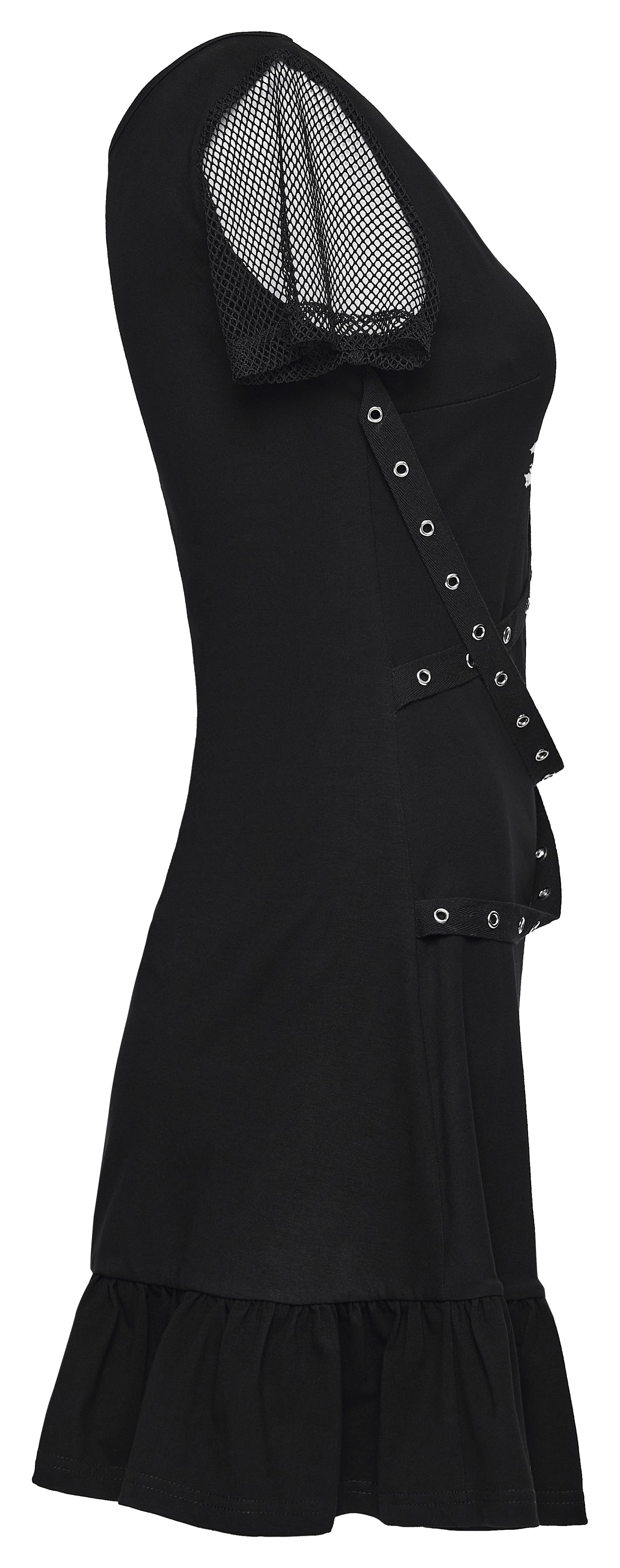 Streetwear Goth dress with ruffles and mesh Punk Rave