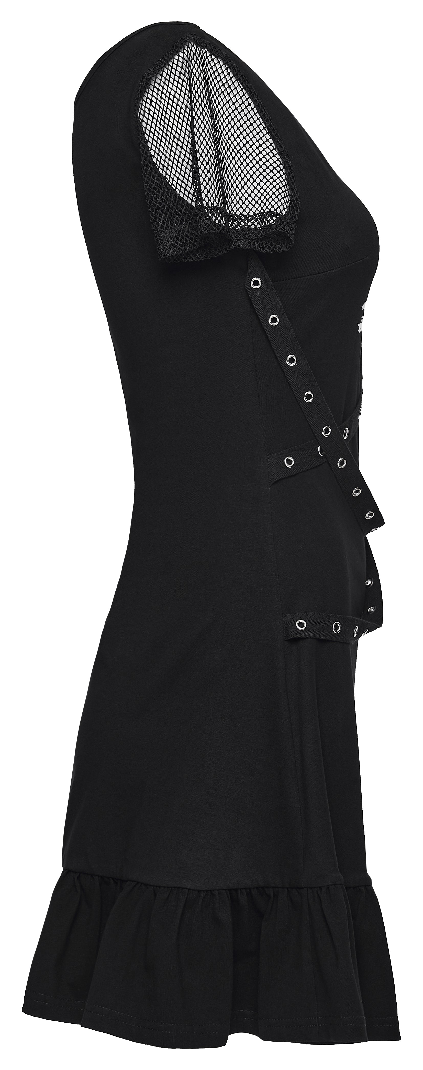 Streetwear Goth dress with ruffles and mesh Punk Rave