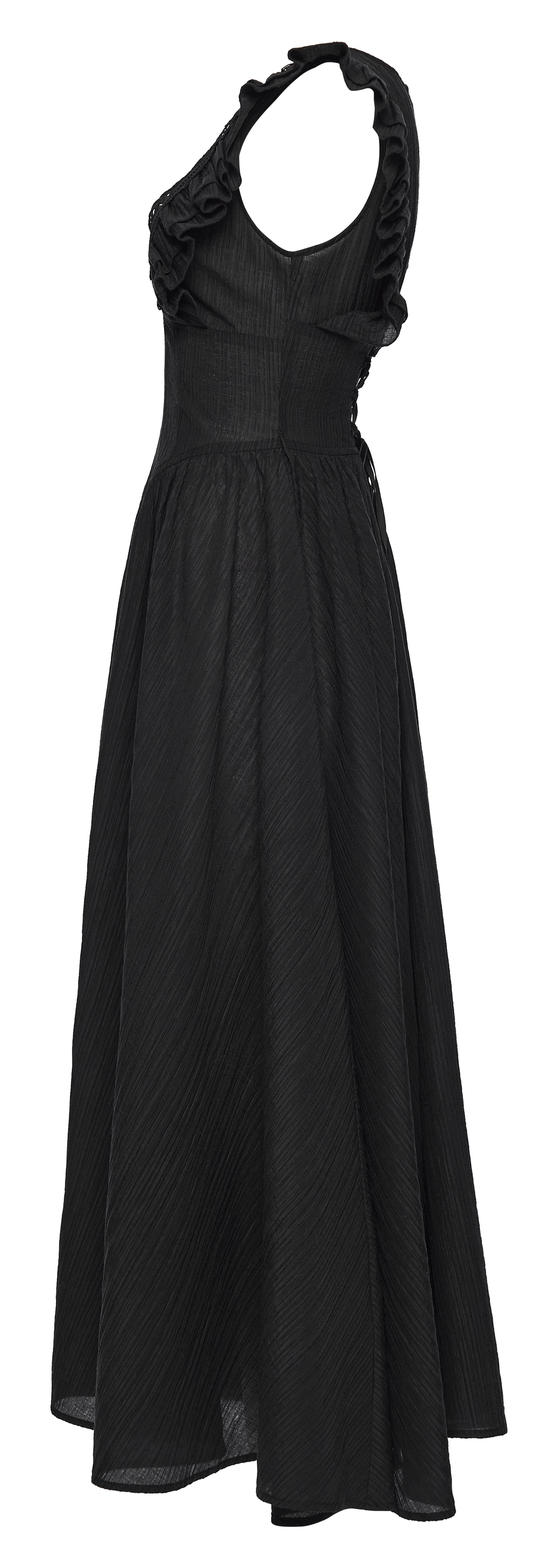 Punk Rave Elowen goth romantic v-neck dress featuring flying sleeves and a flowing silhouette.