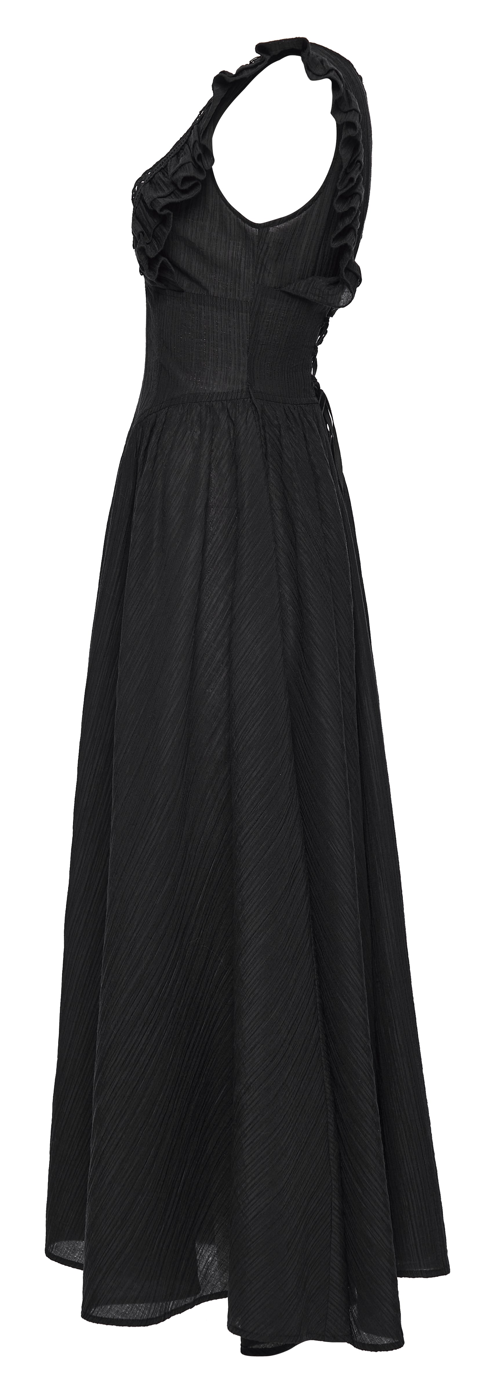 Punk Rave Elowen goth romantic v-neck dress featuring flying sleeves and a flowing silhouette.