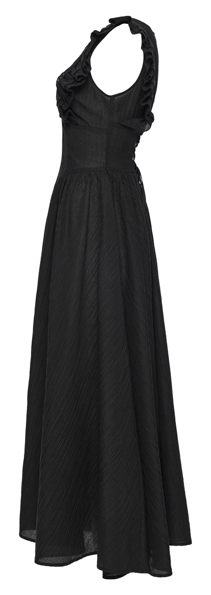 Punk Rave Elowen goth romantic v-neck dress featuring flying sleeves and a flowing silhouette.