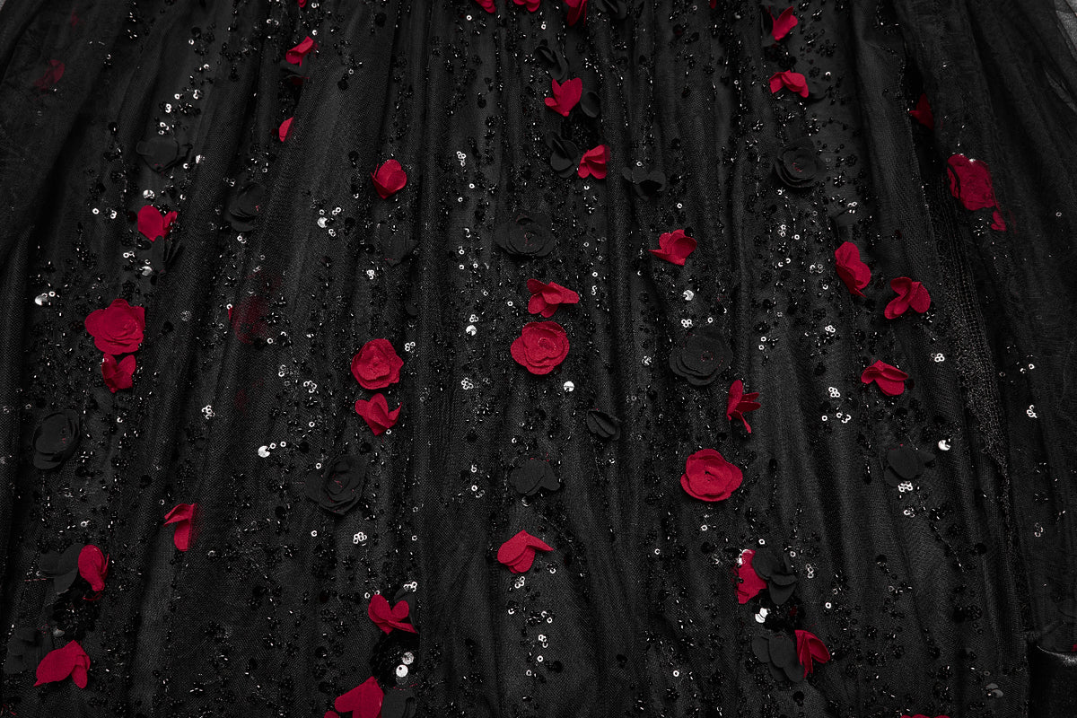 Punk Rave Isolde Gorgeous Rose Dress Close-up of the roses on the fabric